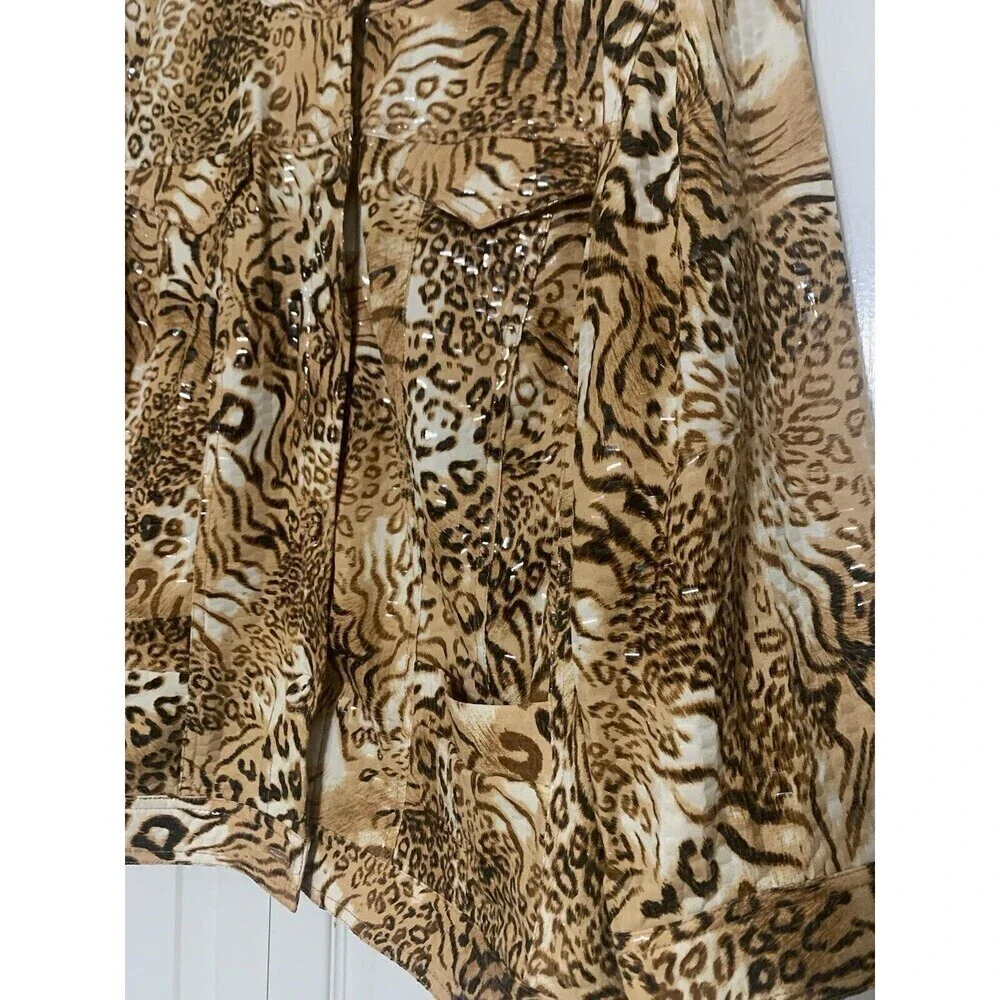 Ruby Rd Woman Shiny Shimmery Animal Print Statement Jacket‎ Size 20W (GG12)